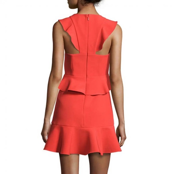 BCBGMAXAZRIA Careen Ruffle Mini Dress in Bright Poppy Size 4 - Picture 3 of 5